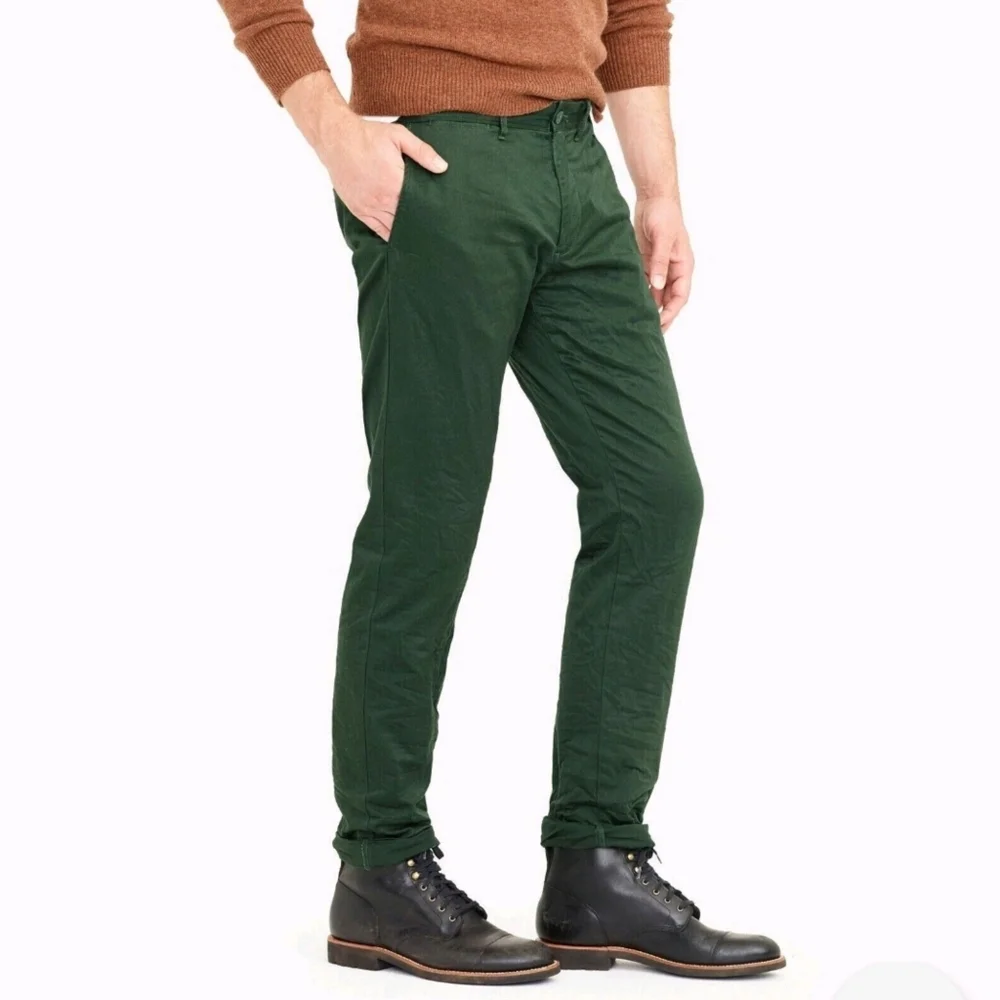 J.Crew Stretch Chino Pants Green Men’s 32x34 Slim Cotton Style E1589